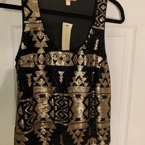 Skies Are Blue Black Gold Top S New